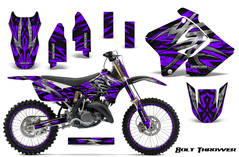 Suzuki RM 125-250 01-09 Graphics Kit Bolt Thrower Purple NP Rims